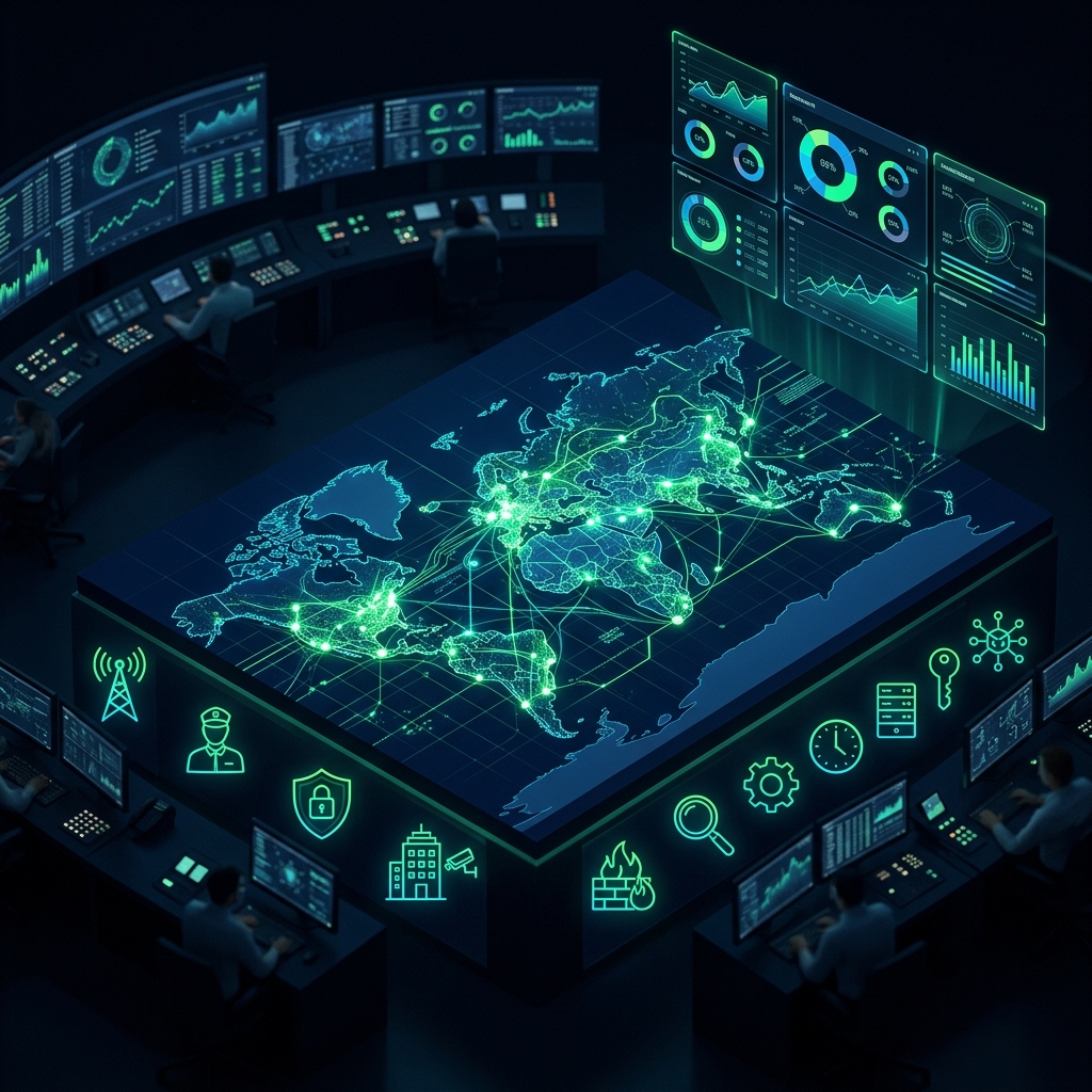 Panel de control de operaciones de seguridad privada TUCECON — monitoreo centralizado, campo, patrullaje y analítica operativa